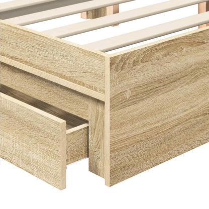 Storage Bed with Drawer Sonoma Oak 140 x 190 cm Engineered Wood