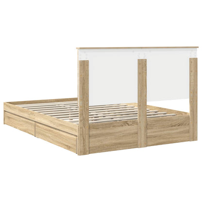Storage Bed with Drawer Sonoma Oak 140 x 190 cm Engineered Wood