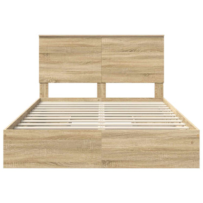 Storage Bed with Drawer Sonoma Oak 140 x 190 cm Engineered Wood