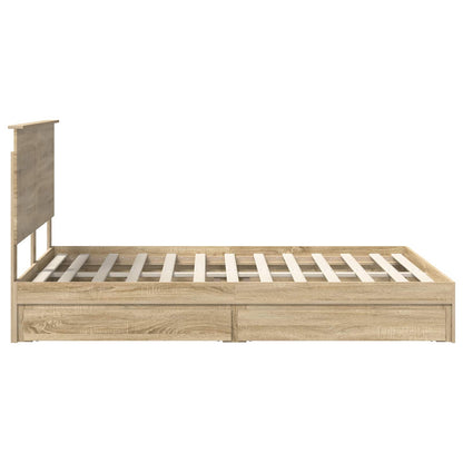 Storage Bed with Drawer Sonoma Oak 140 x 190 cm Engineered Wood
