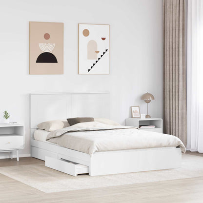 Storage Bed with Headboard White 140 x 200 cm Engineered Wood