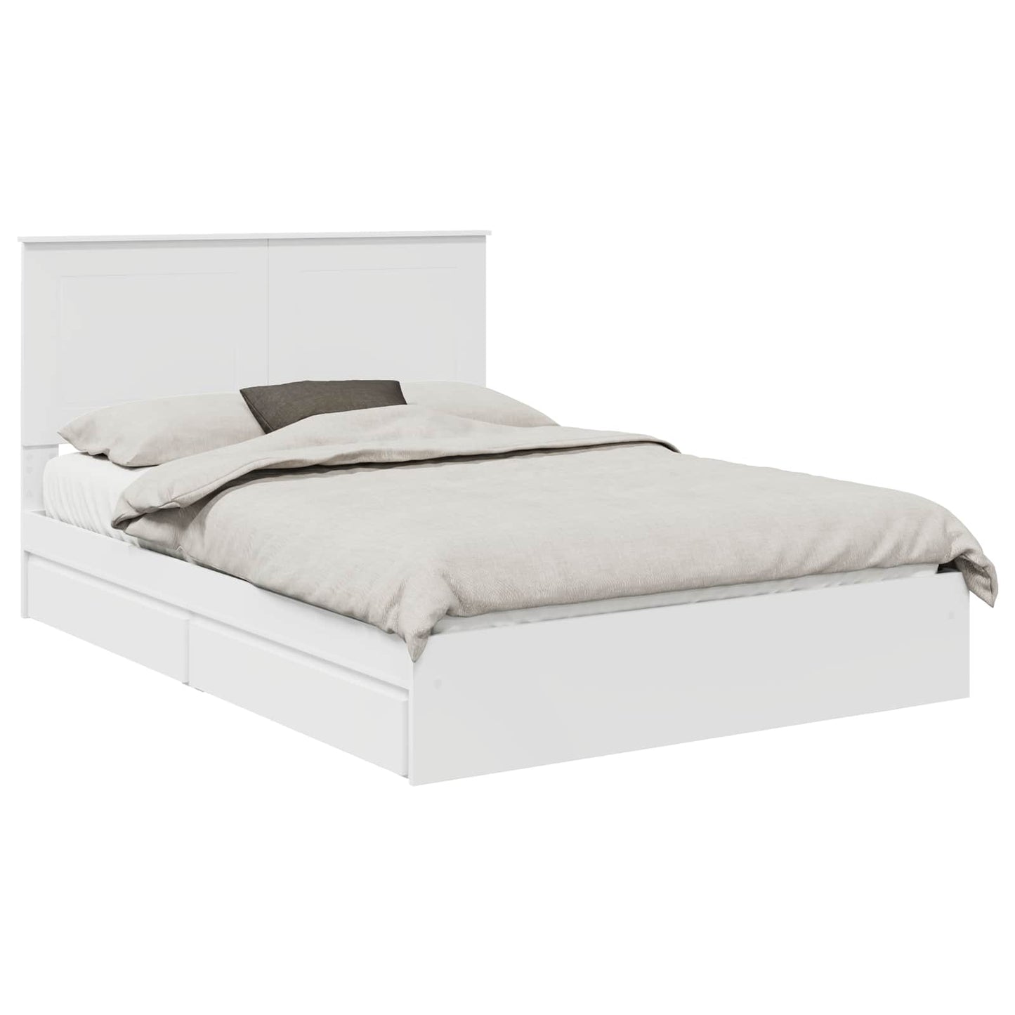 Storage Bed with Headboard White 140 x 200 cm Engineered Wood