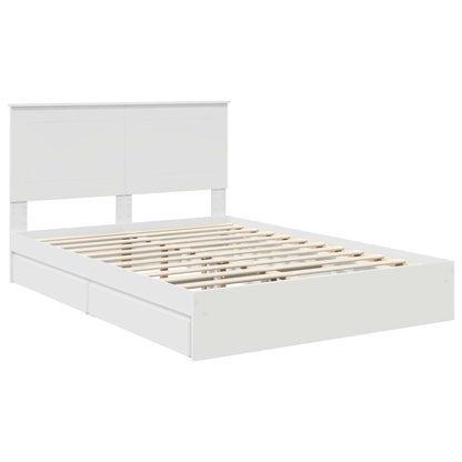 Storage Bed with Headboard White 140 x 200 cm Engineered Wood