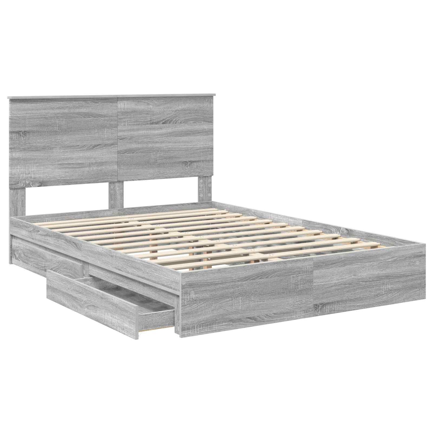 Storage Bed Grey Sonoma 140 x 200 cm Engineered Wood