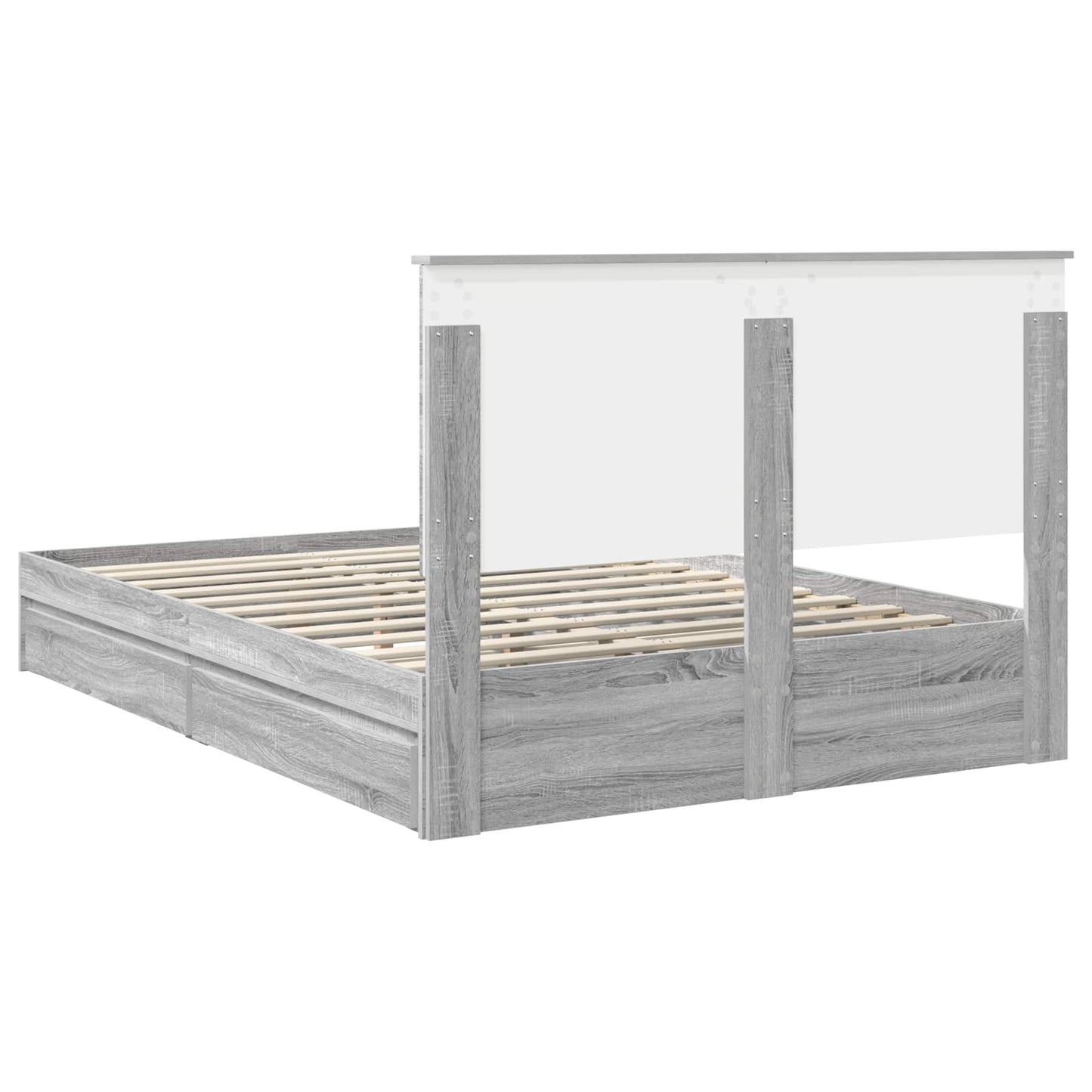 Storage Bed Grey Sonoma 140 x 200 cm Engineered Wood