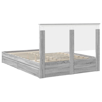 Storage Bed Grey Sonoma 140 x 200 cm Engineered Wood