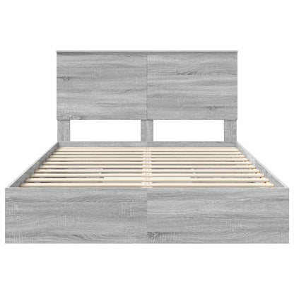 Storage Bed Grey Sonoma 140 x 200 cm Engineered Wood