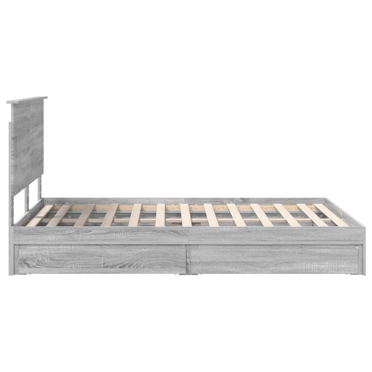 Storage Bed Grey Sonoma 140 x 200 cm Engineered Wood