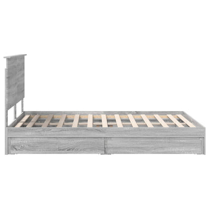 Storage Bed Grey Sonoma 140 x 200 cm Engineered Wood