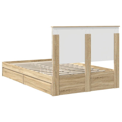 Storage Bed with Drawer Sonoma Oak 135 x 190 cm Engineered Wood