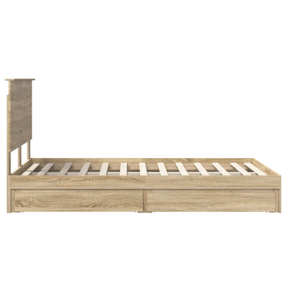 Storage Bed with Drawer Sonoma Oak 135 x 190 cm Engineered Wood