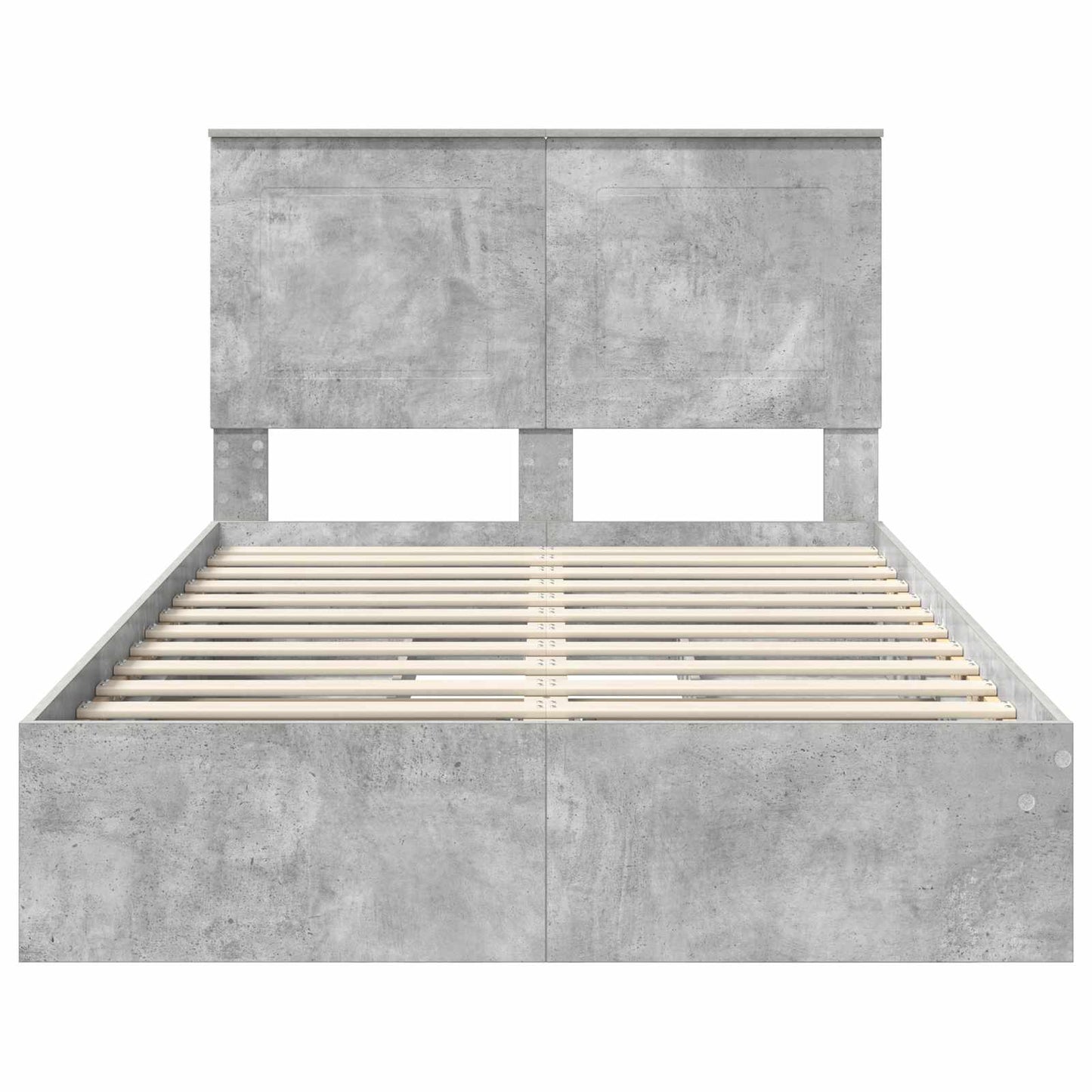 Storage Bed Concrete Grey 135 x 190 cm Engineered Wood