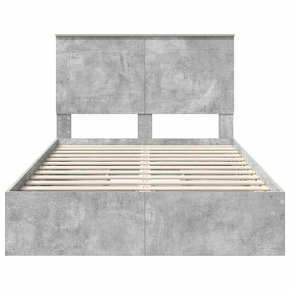 Storage Bed Concrete Grey 135 x 190 cm Engineered Wood