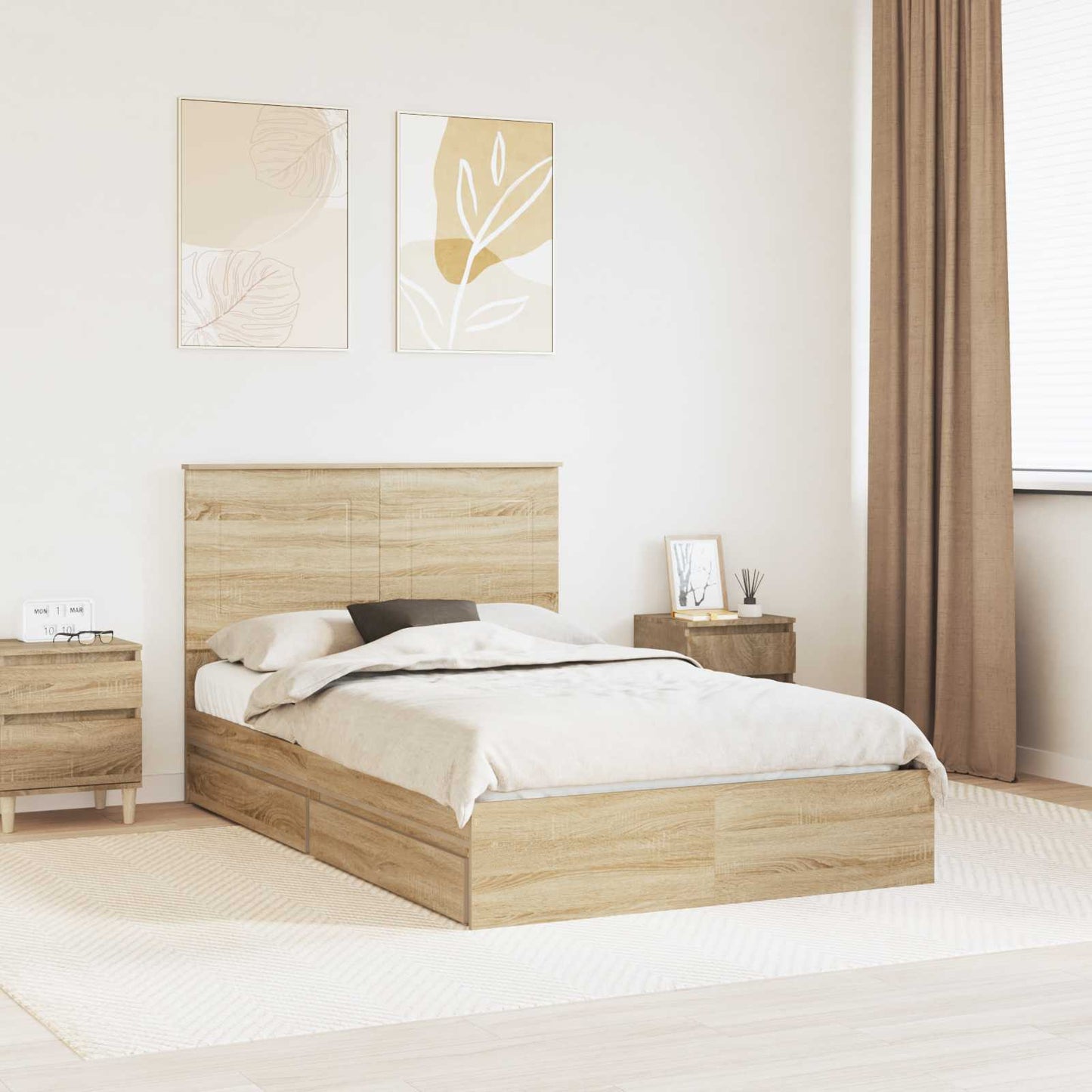 Storage Bed with Drawer Sonoma Oak 120 x 200 cm Engineered Wood