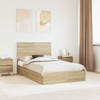 Storage Bed with Drawer Sonoma Oak 120 x 200 cm Engineered Wood