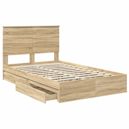 Storage Bed with Drawer Sonoma Oak 120 x 200 cm Engineered Wood