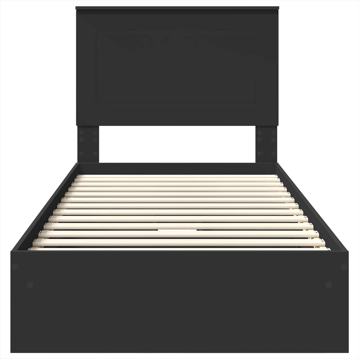 Storage Bed with Headboard Black 100 x 200 cm Engineered Wood