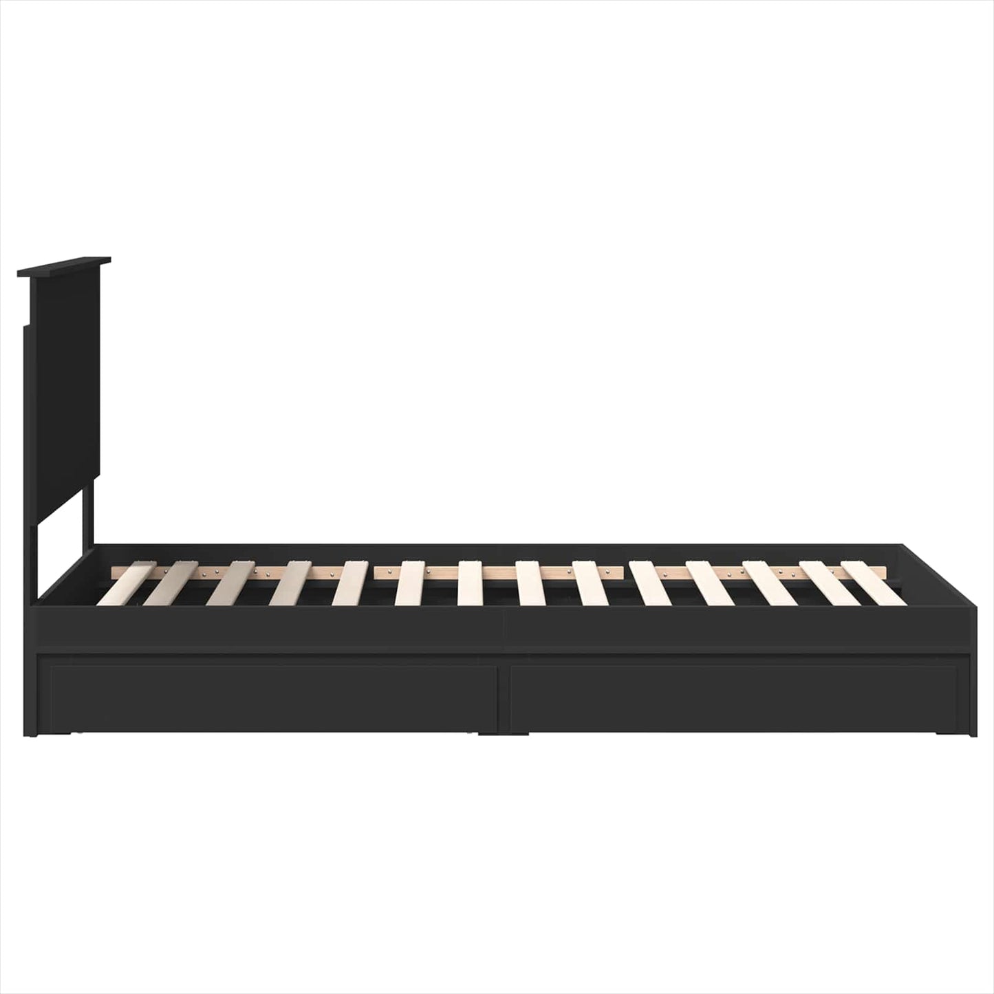 Storage Bed with Headboard Black 100 x 200 cm Engineered Wood