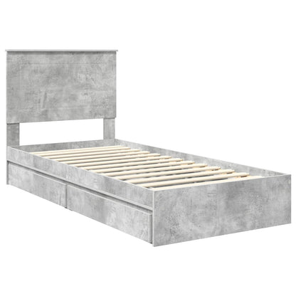 Storage Bed Concrete Grey 100 x 200 cm Engineered Wood