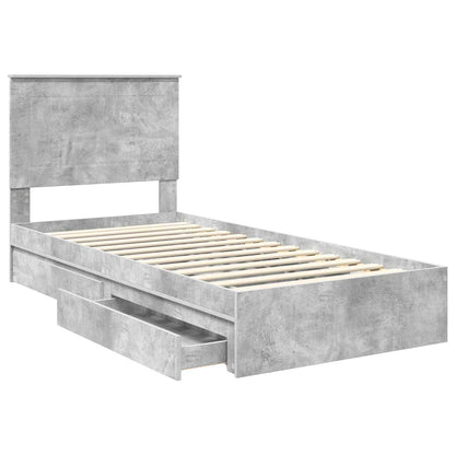Storage Bed Concrete Grey 100 x 200 cm Engineered Wood