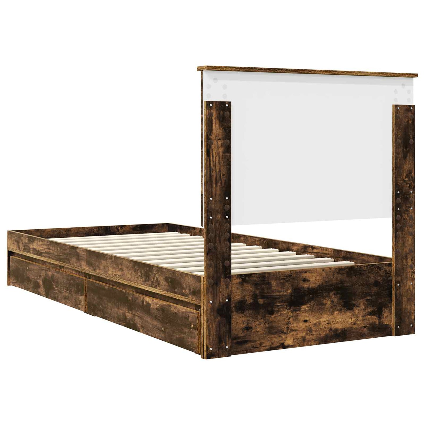 Storage Bed with Drawer Smoked Oak 100 x 200 cm Engineered Wood