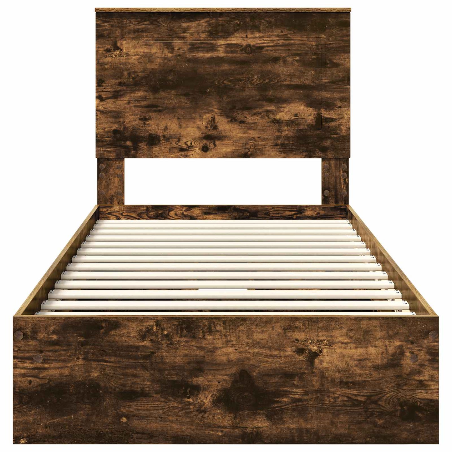 Storage Bed with Drawer Smoked Oak 100 x 200 cm Engineered Wood