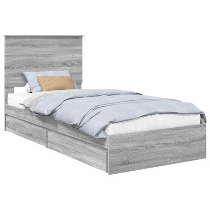 Storage Bed Grey Sonoma 100 x 200 cm Engineered Wood