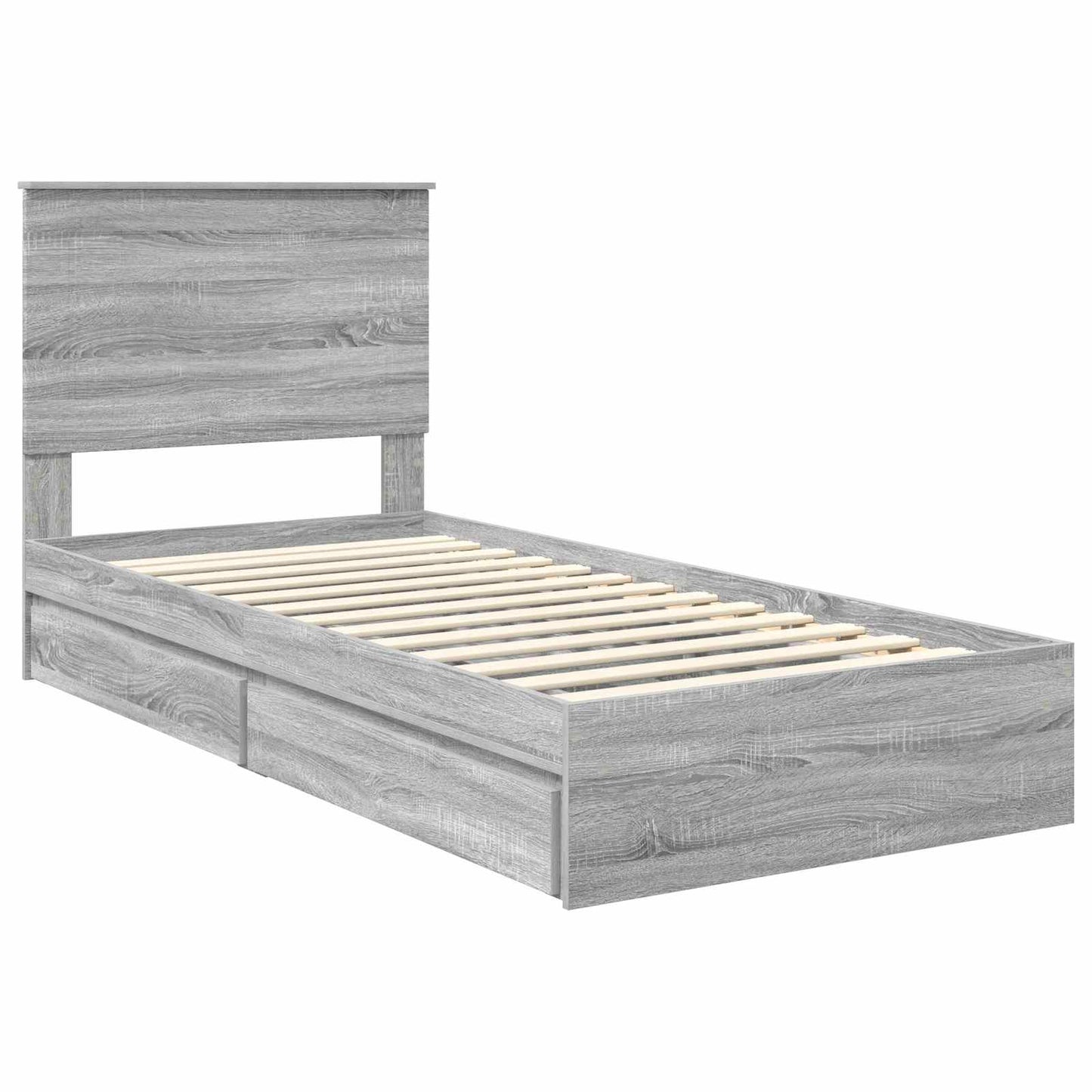 Storage Bed Grey Sonoma 100 x 200 cm Engineered Wood