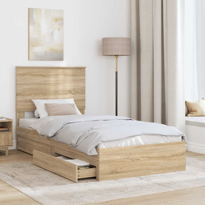 Storage Bed with Drawer Sonoma Oak 90 x 190 cm Engineered Wood