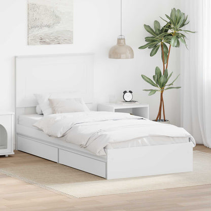 Storage Bed with Headboard White 90 x 200 cm Engineered Wood