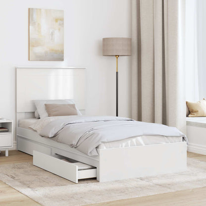Storage Bed with Headboard White 90 x 200 cm Engineered Wood