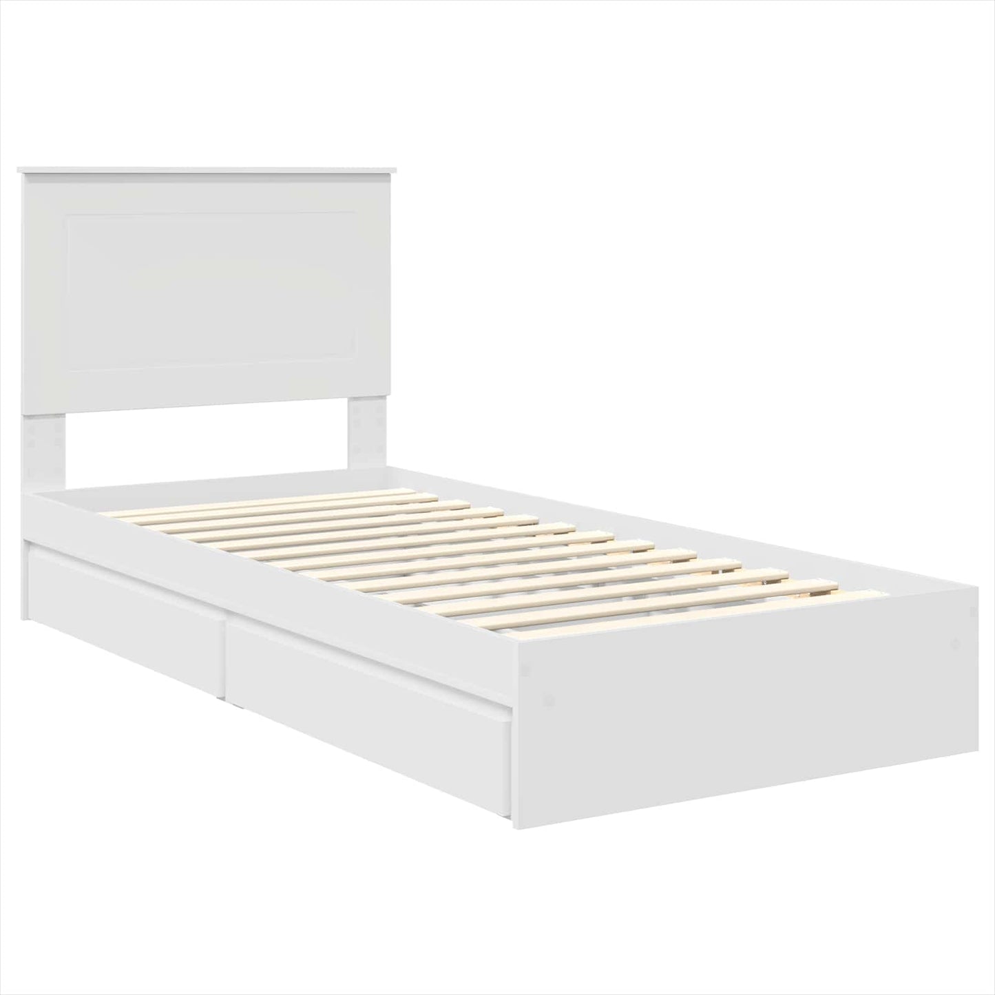 Storage Bed with Headboard White 90 x 200 cm Engineered Wood