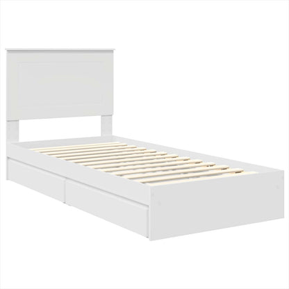 Storage Bed with Headboard White 90 x 200 cm Engineered Wood