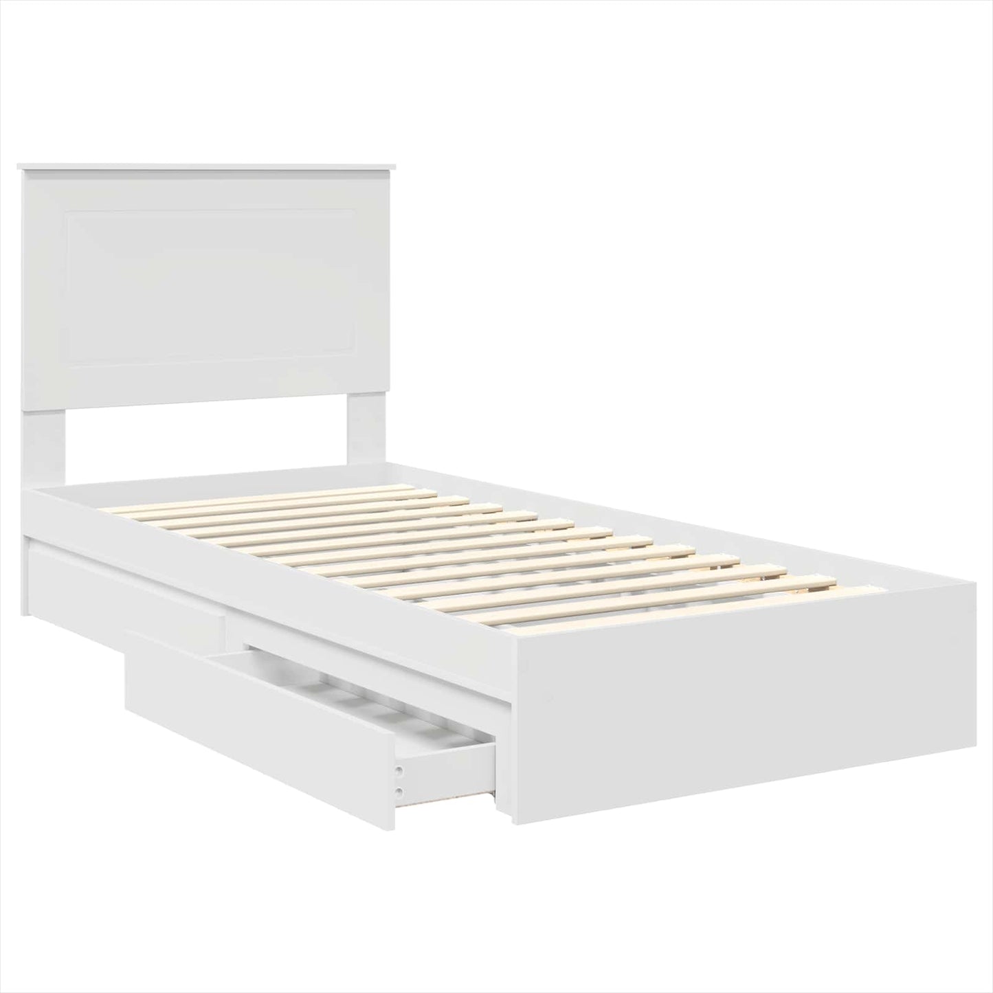 Storage Bed with Headboard White 90 x 200 cm Engineered Wood