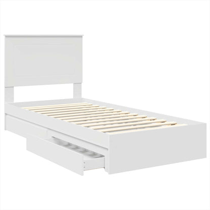 Storage Bed with Headboard White 90 x 200 cm Engineered Wood