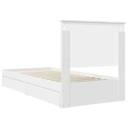 Storage Bed with Headboard White 90 x 200 cm Engineered Wood