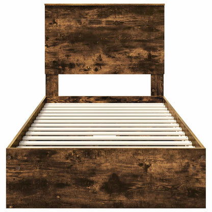 Storage Bed with Drawer Smoked Oak 90 x 200 cm Engineered Wood