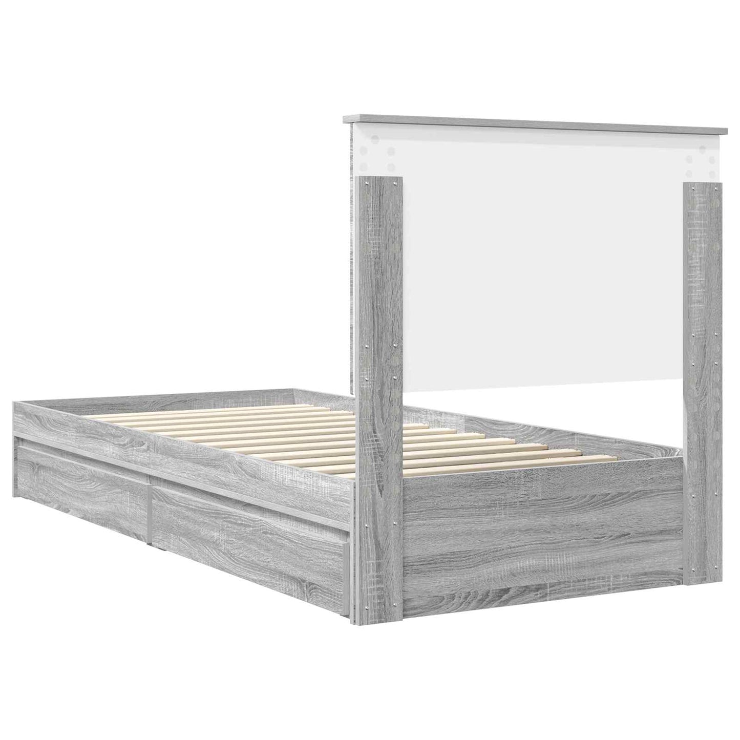 Storage Bed with Drawer Grey Sonoma 90 x 200 cm Engineered Wood