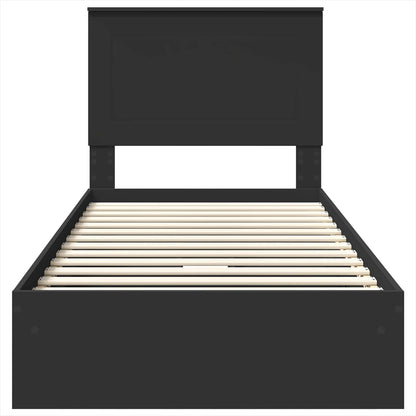 Storage Bed with Headboard Black 75 x 190 cm Engineered Wood