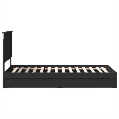 Storage Bed with Headboard Black 75 x 190 cm Engineered Wood