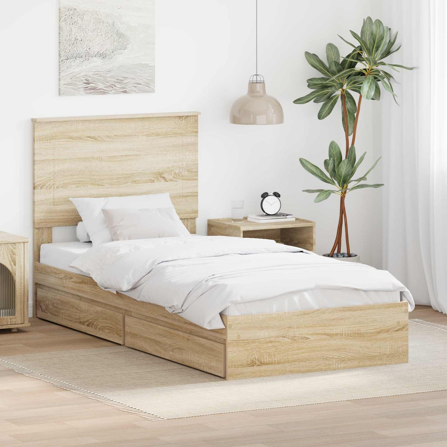 Storage Bed with Drawer Sonoma Oak 75 x 190 cm Engineered Wood