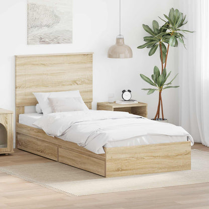 Storage Bed with Drawer Sonoma Oak 75 x 190 cm Engineered Wood