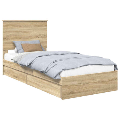 Storage Bed with Drawer Sonoma Oak 75 x 190 cm Engineered Wood
