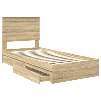 Storage Bed with Drawer Sonoma Oak 75 x 190 cm Engineered Wood