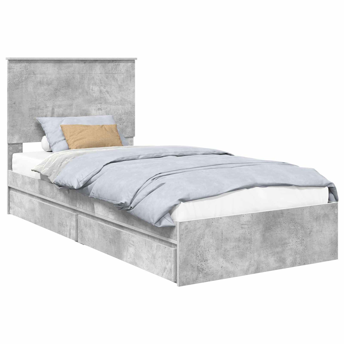 Storage Bed Concrete Grey 75 x 190 cm Engineered Wood