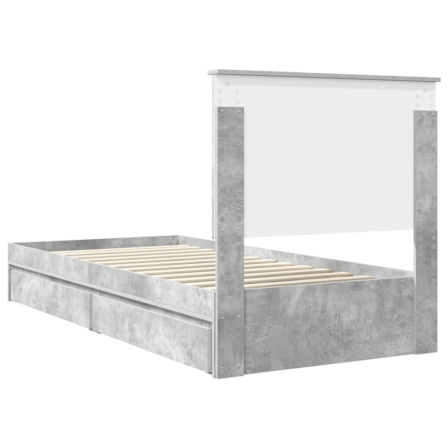 Storage Bed Concrete Grey 75 x 190 cm Engineered Wood