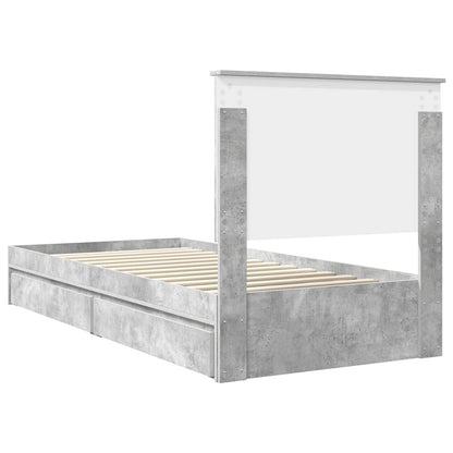 Storage Bed Concrete Grey 75 x 190 cm Engineered Wood