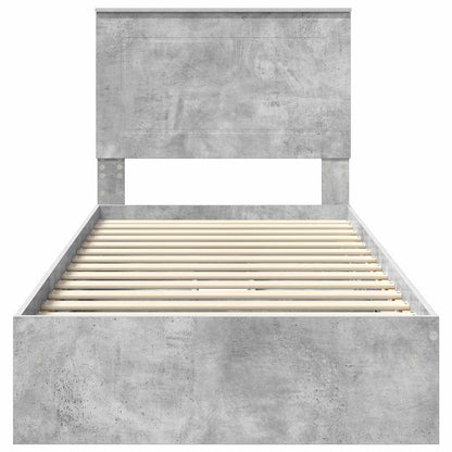 Storage Bed Concrete Grey 75 x 190 cm Engineered Wood