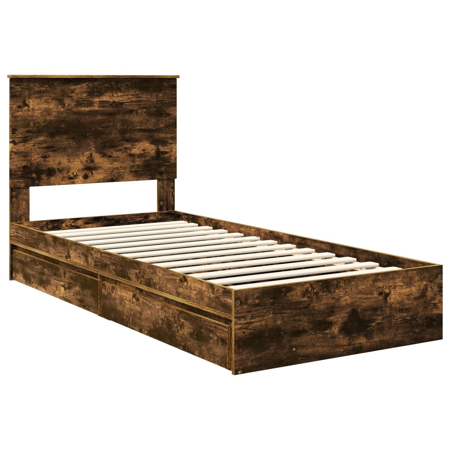 Storage Bed with Drawer Smoked Oak 75 x 190 cm Engineered Wood