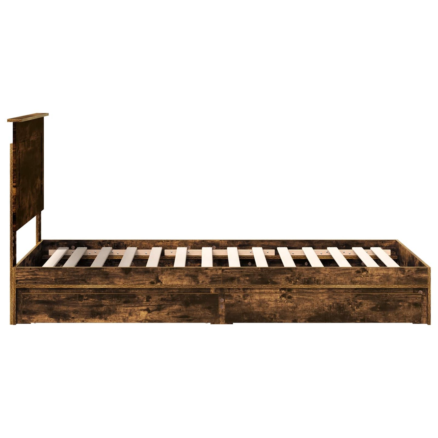 Storage Bed with Drawer Smoked Oak 75 x 190 cm Engineered Wood